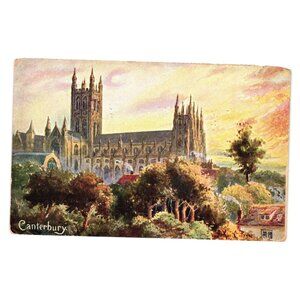 Oilette Postcard Canterbury Cathedral Vintage Raphael Tuck English Cathedral Art